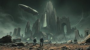 A group of astronauts explores the ruins of a lost alien civilization as a mechanical guardian watches from the shadows.